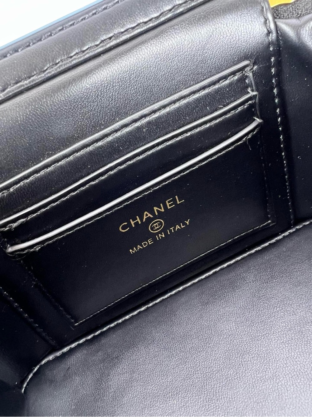 CC Black Quilted Vanity Bag with Gold Chain Strap - Picture 6 of 10